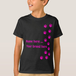 T-shirt Empreinte de patte rose - ajoutez votre propre nom