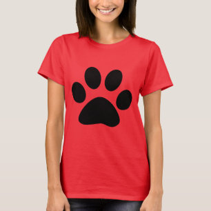 T-shirt Empreinte de patte rouge noir Motif mignon moderne
