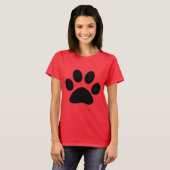 T-shirt Empreinte de patte rouge noir Motif mignon moderne (Devant entier)