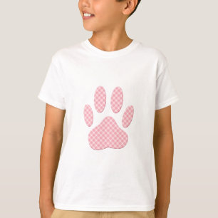T-shirt Empreinte de patte Tartan Rose Et Blanc