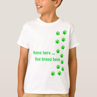 T-shirt Empreinte de patte vert foncé - ajoutez votre nom 