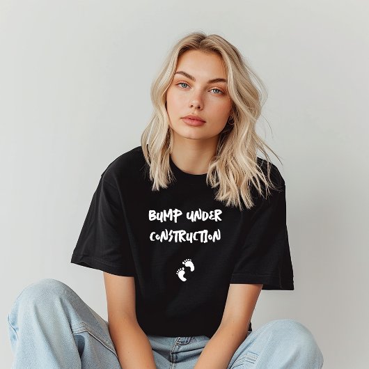 T-shirt Empreinte humoristique de grossesse noir blanc