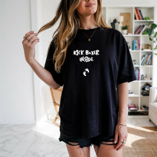 T-shirt Empreinte humoristique de grossesse noir blanc