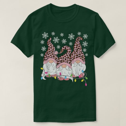 T-shirt Empreintes de léopard roses Gnomes Xmas amusant No (Design devant)