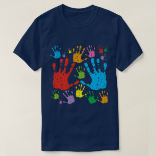 T-shirt Empreintes de mains en couleurs