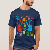 T-shirt Empreintes de mains en couleurs (Devant)