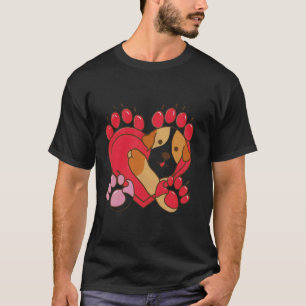 T-shirt Empreintes de Patte de Chat Cœur pour la Saint-Val