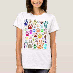 T-shirt Empreintes de pattes de chiens colorés en détresse