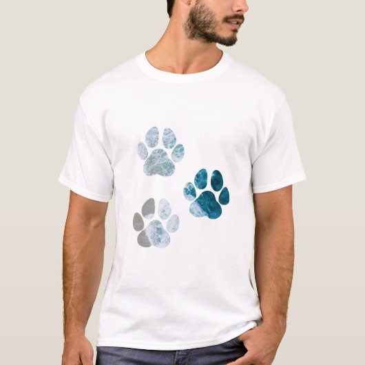 T-shirt Empreintes de pattes de chiens - Vagues de plage e (Devant)