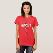 T-shirt Empreintes évangéliques REPENT Croix (blanc/noir) (Devant entier)