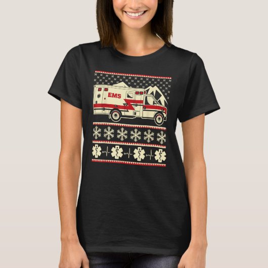T-shirt EMT Funny répugnant pull de Noël avec ambulance et (Devant)