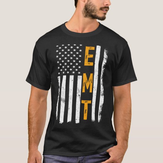 T-shirt EMT Job American Flag Emergency Médicale Technicie (Devant)