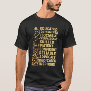 T-shirt Emt Stethoscope Éduqué Nurs Inspirants Déterminés