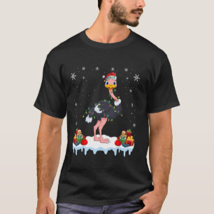 T-shirt Emu Portant le chapeau de Noël Xmas Lumière Emu Lo