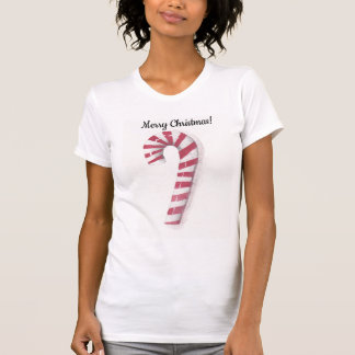 T-shirt en aquarelle Joyeux Noël Canne à bonbon