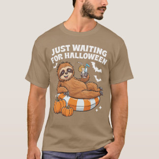 T-shirt En attendant juste Halloween Mignon Paresseux Hall