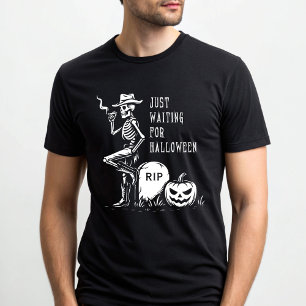 T-shirt En attente d'Halloween Cowboy Skeleton