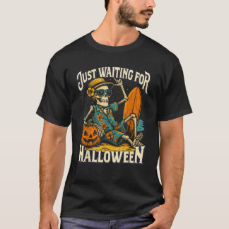 T-shirt En Attente D'Halloween Funny Skeleton Éffrayant S