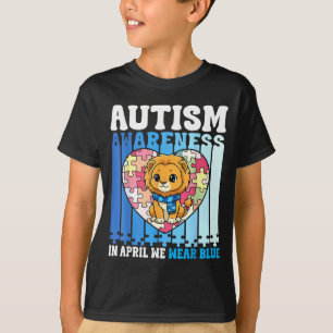 T-shirt En Avril Nous Portons Bleu Lion Puzzle de la sensi