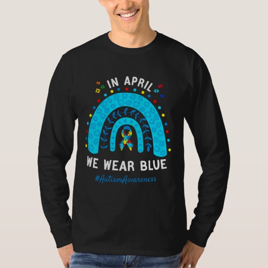 T-shirt En Avril Nous Portons Bleu Sensibilisation sur l'a (Devant)