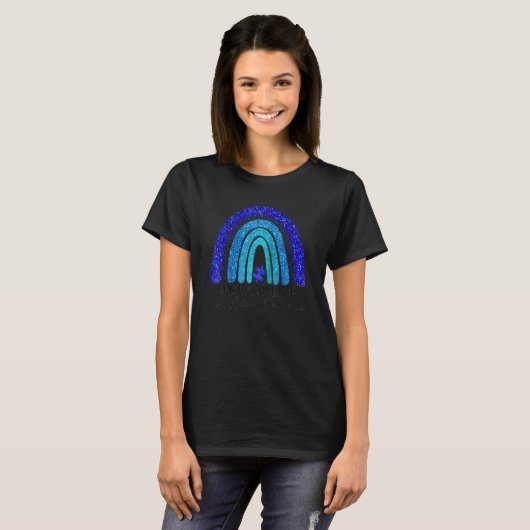 T-shirt En Avril Nous Portons L'Autisme Bleu Rainbow Sensi (Devant entier)