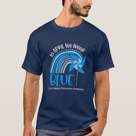 T-shirt En Avril, Nous Portons Une Attention Bleue À La Pr (Devant)