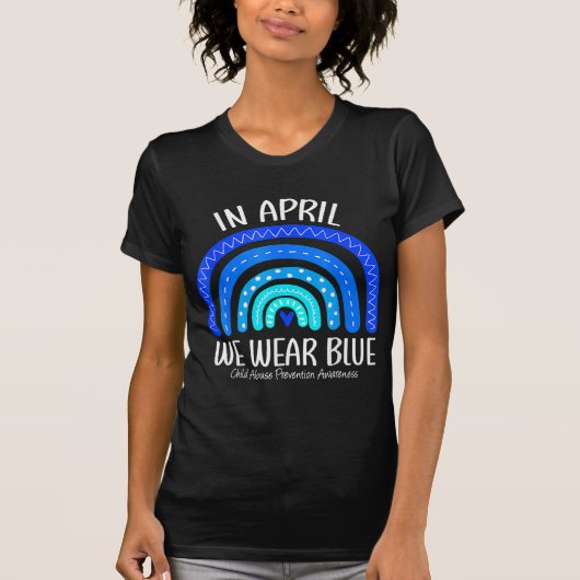 T-shirt En Avril, Nous Portons Une Attention Bleue À La Pr (Devant)