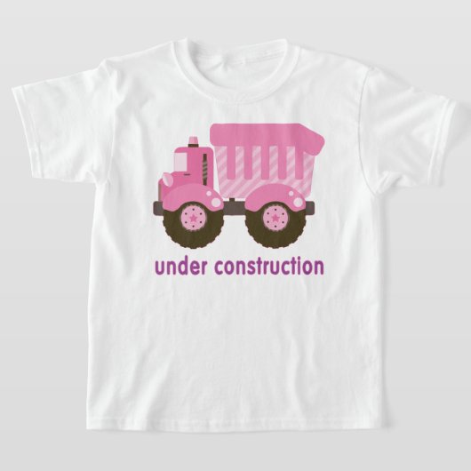 T-shirt En construction Camion rose (Poser)