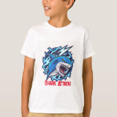 T-shirt en coton d'attaque de requin par un garçon (Devant)