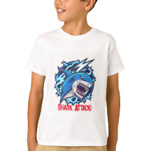 T-shirt en coton d'attaque de requin par un garçon