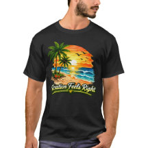 T-shirt en coton foncé « Vacation Feels Right » US