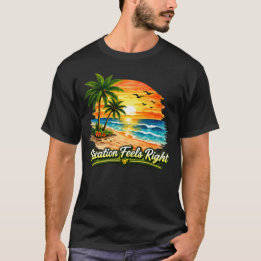 T-shirt en coton foncé « Vacation Feels Right » US