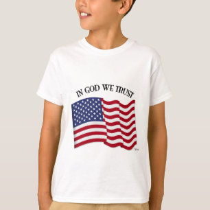 T-shirt En Dieu nous avons confiance avec drapeau américai