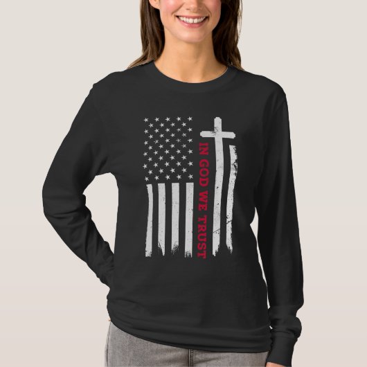 T-shirt En Dieu, nous faisons confiance à Patriotique Vint (Devant)