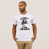T-shirt En fait, j'adore les gays (Devant entier)