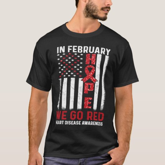 T-shirt En Février, nous allons Red American Flag cardiopa (Devant)