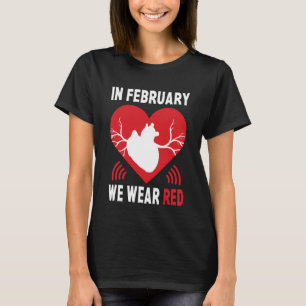 T-shirt En Février Nous Allons Red American Heart Disease 