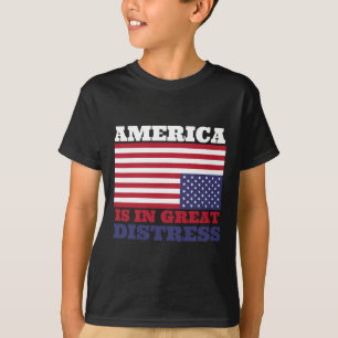 T-shirt En Grande Détresse À L'Encontre Du Drapeau América