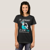 T-shirt En Janvier Nous Portons Turquoise Pour Le Cervical (Devant entier)