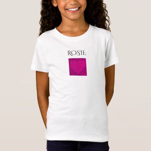 T-shirt en jersey de fille au coeur rose foncé, no (Devant)