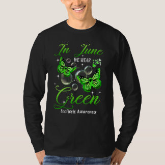 T-shirt En juin nous portons le papillon vert Scoliose Sen