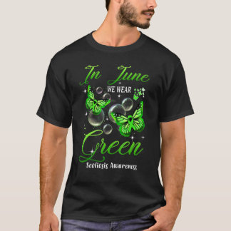 T-shirt En juin nous portons le papillon vert Scoliose Sen