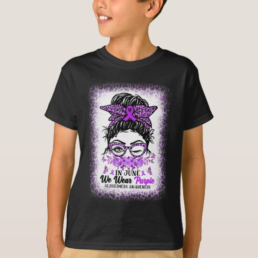 T-shirt En Juin Nous Portons Violet Alzheimer Sensibilisat (Devant)