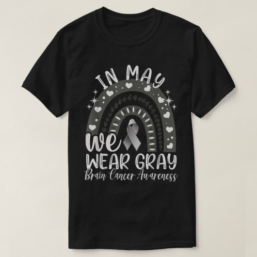 T-shirt En Mai, Nous Portons Gris Cerveau Cancer Mois R (Design devant)