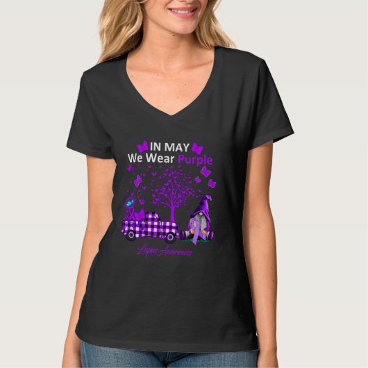 T-shirt En Mai Nous Portons Violet Lupus Sensibilisation (Devant)