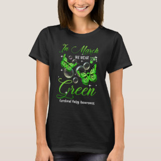 T-shirt En Mars Nous Portons Le Papillon Vert Cérébral Pal