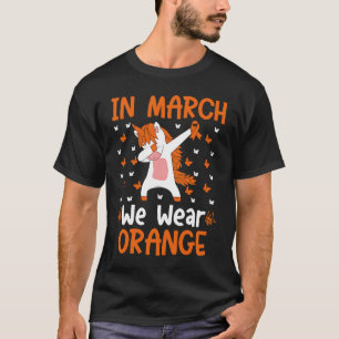 T-shirt En Mars Nous Portons Orange Unicorne Sclérose Mult