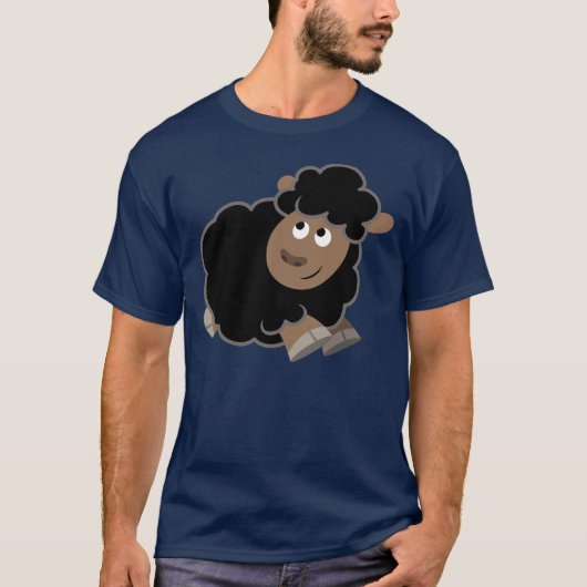 T-Shirt en mouton de caricature malicieux mignon (Devant)