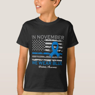 T-shirt En novembre, nous avons Wear Blue T1D T2D Diabète