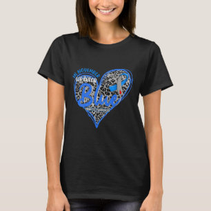 T-shirt En Novembre Nous Portons Bleu Coeur Léopard Diabèt